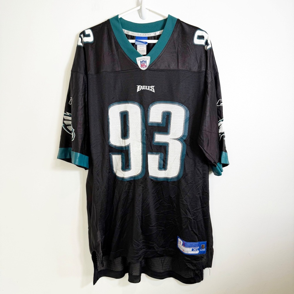 VTG Reebok Football Jersey Men XL Black Philadelphia Eagles Jevon Kearse #93 NFL